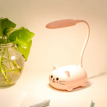 Лампа для чтения USB LED Kawaii Cat Настольная лампа для защиты глаз детей Настольная лампа мультяшный красочный ночник