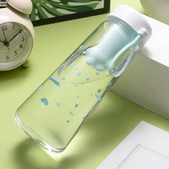 Летний Пластиковый стаканчик в форме милого кошачьего когтя в корейском стиле, Креативная детская бутылка для воды с защитой от капель, Студенческий портативный чайник