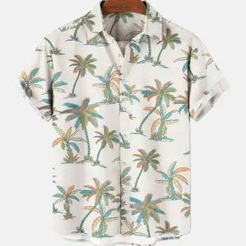 Летняя мужская гавайская повседневная рубашка с цветочным 3D принтом в гавайском стиле с коротким рукавом для пляжного отдыха на острове, роскошная стильная одежда с рисунком