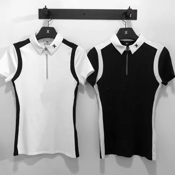Летняя одежда для гольфа, Женская футболка с коротким рукавом, впитывающий пот, дышащий трикотаж, Облегающая высококачественная повседневная спортивная рубашка ПОЛО