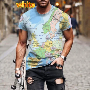 Летняя футболка BIANYILONG, модная карта Европы, 3D печать, летний унисекс, забавный мужской / женский пуловер с коротким рукавом