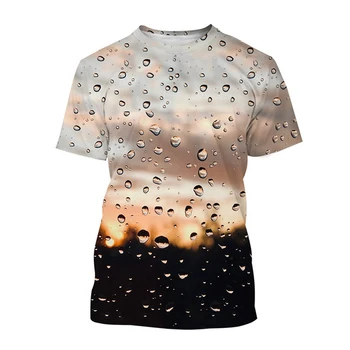 Летняя футболка с 3D-принтом с рисунком капли дождя, женские футболки, уличная одежда, спортивные топы Y2k Harajuku, футболки, женская одежда для девочек