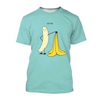Летняя футболка с забавным банановым рисунком, новая модная мужская повседневная футболка с забавным 3D принтом, круглый вырез, топ с коротким рукавом