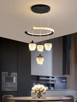 Люстра для гостиной, современная лампа с четырьмя головками, простая ресторанная лампа, роскошное потолочное освещение для дома, 2023 Новых светодиодных светильника