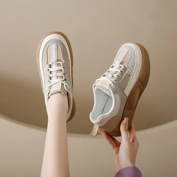 Маленькие Белые туфли женские 2023 Весна Новая Корейская Универсальная Студенческая обувь на толстой подошве Для отдыха Дышащая женская обувь Тренд