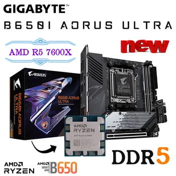Материнская плата Gigabyte B650I AORUS ULTRA AM5 + процессор AMD Ryzen 5 7600X Комплект Комбинированной памяти DDR5 128 ГБ 6400 МГц Mini-ITX Материнская плата Новая