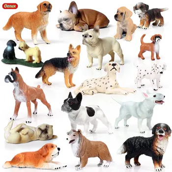 Милые модели домашних собак, фигурки Боксеров, Бульдогов, Далматинцев, милые миниатюрные коллекционные игрушки для детских подарков