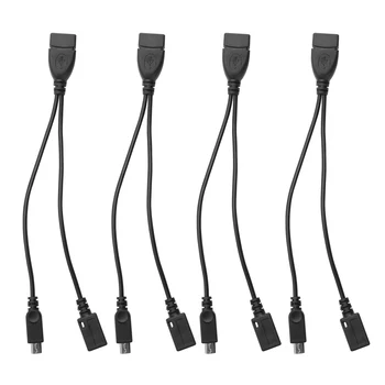Мини-OTG-кабельный адаптер из 4 комплектов, 2-в-1 с питанием от USB к USB-адаптеру (OTG-кабель + кабель питания) Для потокового видео и т. Д