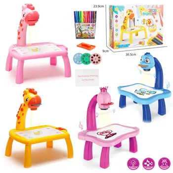 Многофункциональный Светодиодный проектор Стол для рисования, Световая игрушка для детей, Детская доска для рисования, Маленький стол, Обучающая краска для обучения