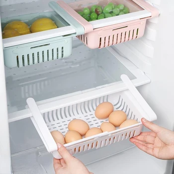 Многофункциональный ящик для хранения холодильника, Расширяемая Корзина для хранения овощей и яиц на кухне