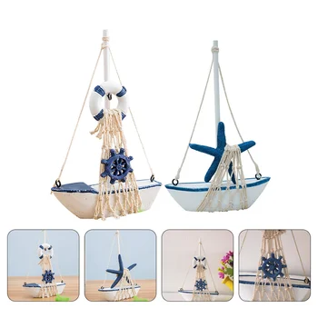 Модель мини-парусника Морской дизайн Деревянное парусное судно Легкие украшения для дома