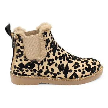 Модная женская обувь, Новые Осенне-зимние Повседневные ботинки с леопардовым принтом, женские ботинки 