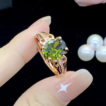 Модные украшения, роскошные оливково-зеленые цирконы, Открывающееся Регулируемое кольцо для помолвки, Обручальное кольцо, подарок для вечеринки