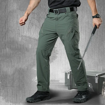 Мужские Быстросохнущие тактические брюки Joggers IX9, тонкие дышащие стрейчевые брюки-карго, мужские повседневные спортивные брюки, Рабочая одежда