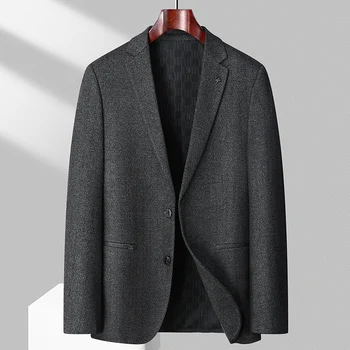 Мужской костюм высокого класса, осенний новый деловой полосатый однотонный универсальный повседневный пиджак в западную полоску, пальто