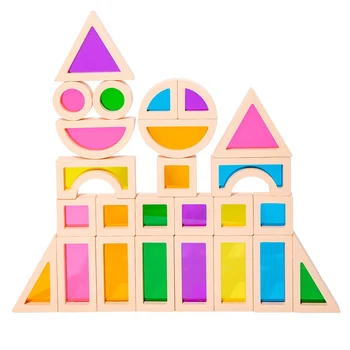 Набор красочных игрушек для сборки головоломок 3 деревянных домика Креативные игрушки для дошкольного обучения Сортировка цветов и форм Подарки для младенцев и малышей