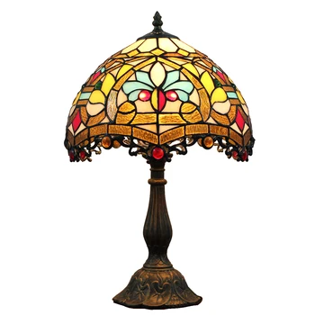 Настольная лампа из витражного стекла в стиле Тиффани, настольная лампа для чтения, домашний декор для спальни, гостиной, 12 дюймов (30 см)