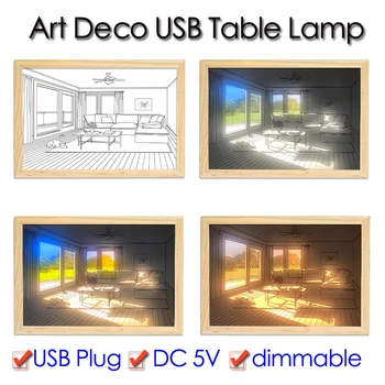 Настольные USB-лампы в стиле ар-деко, рамки для фотографий, дизайн гостиной, Эстетическая подставка для дома, Осветительные лампы, Прикроватный столик в спальне, ночник