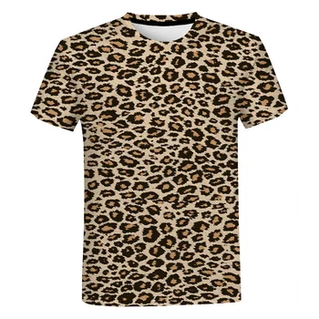 Новая 3D леопардовая камуфляжная футболка с круглым вырезом, Мужская Женская повседневная футболка Harajuku, Модные топы Унисекс Оверсайз