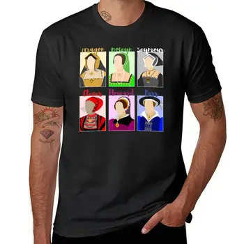 Новая шестерка: Портреты королев мюзикла - футболки Арагона, Болейн, Сеймура, Клевса, Ховарда, Парра, корейские модные мужские высокие футболки