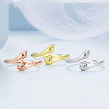 Новые кольца из стерлингового серебра, обнимающие теплые и любящие руки, вечерние украшения для женщин, простые подарочные кольца для пары, 3 цвета