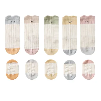 Новые летние носки для маленьких девочек, сетчатые тонкие дышащие хлопковые носки для младенцев, милые мультяшные противоскользящие носки для мальчиков на 0-5 лет
