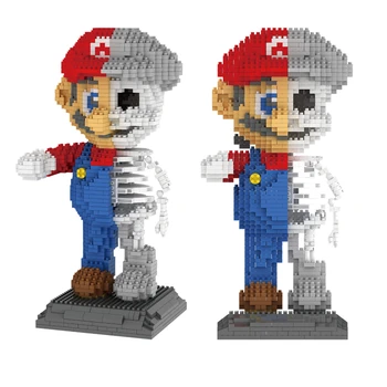 Новые строительные блоки Super Mario, мультяшные фигурки Аниме, человеческий скелет, модель Mario Bros Bricks, коллекционные игрушки-блоки