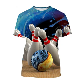 Новые футболки для боулинга, уличная одежда с 3D-принтом, женские и мужские спортивные повседневные модные футболки большого размера с коротким рукавом, детские футболки, топы, одежда