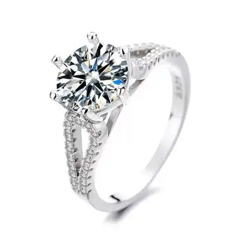 Обручальное кольцо из 100% муассанита для женщин, обручальное кольцо с бриллиантом Lab Diamond Promise, оригинальные ювелирные изделия из стерлингового серебра S925