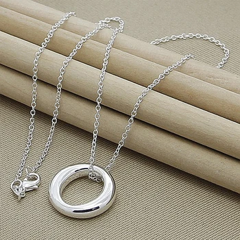 Оптовая цена стерлингового серебра 925 пробы, ожерелье с подвеской круглой формы для женщин, классический ювелирный подарок