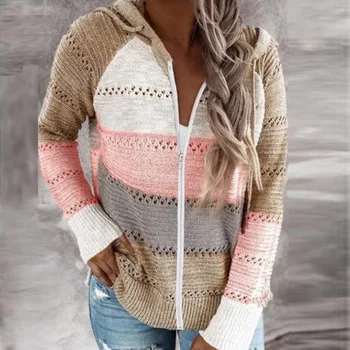 Осень/зима 2023, новый свитер с капюшоном и длинными рукавами на молнии