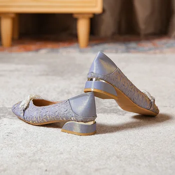 Повседневная женская обувь, Оксфорды с квадратным носком, Низкие каблуки, Большие размеры, Кожа в стиле ретро, Новые летние туфли-лодочки из искусственной ткани TPR на шнуровке, Классические базовые туфли Leis