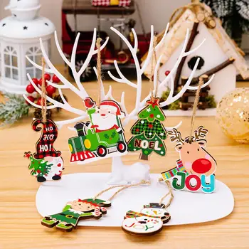 Подвесное украшение из натурального дерева, причудливые рождественские деревянные подвесные украшения, Санта-Клаус, Северный олень, Снеговик, гном для вечеринки