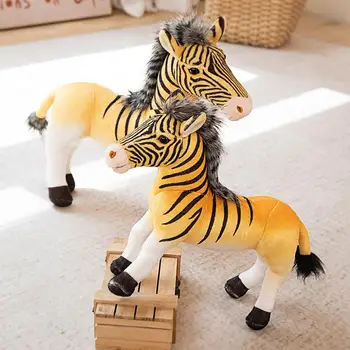 Полностью заполненная Прекрасная мягкая лошадка, детская плюшевая кукла, трехмерная мягкая кукла-зебра, яркий реквизит для фотосъемки
