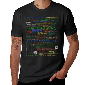 Привет, Мир - Множество языков программирования (темный) Футболка Аниме футболка винтажная футболка быстросохнущая рубашка мужская одежда