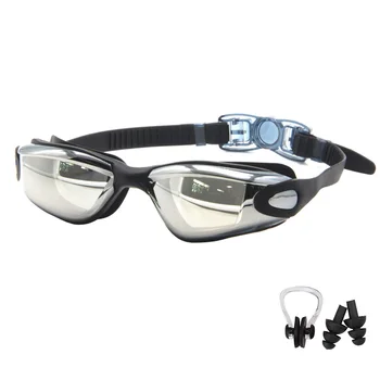 Профессиональные Плавательные очки Плавательные Очки с Затычками для Ушей Зажимом Для носа С Гальваническим Покрытием Из Водонепроницаемого Силикона очки для плавания Adluts