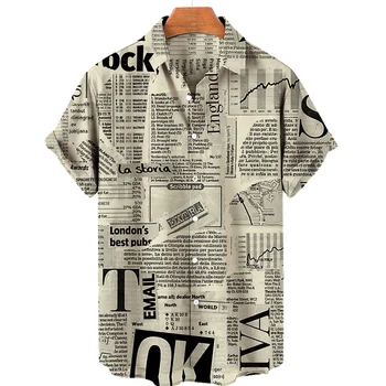 Ретро Мужская Гавайская повседневная рубашка с коротким рукавом Люксовый бренд Мужской дизайнерской одежды для мужчин Цветочная блузка Винтажная одежда