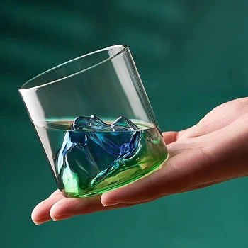 Ретро Японская Чашка Fuji Shanshui Стеклянная Чашка для виски Красочная Чашка для просмотра гор 3D Кружка для Горной Воды Стакан для Водки Стакан для вина