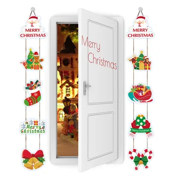 Рождественская дверная вешалка Новогодние Подвески Рождественская Елка Подвесные Украшения Санта Клаус Снеговик Лось Веселый Рождественский декор 2024