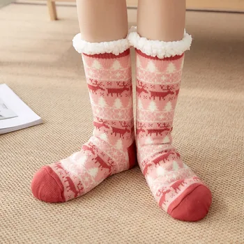 Рождественские женские хлопчатобумажные носки с принтом, утолщенные противоскользящие носки в пол, женские мягкие носки в стиле Харадзюку, Новинка, забавные носки, Чулки для женщин