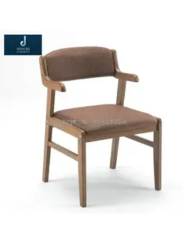 Скандинавский обеденный стул из массива дерева, современный минималистичный стул со спинкой, ресторанный тканевый стул для отдыха, домашний компьютерный стол, стул