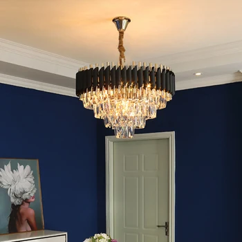 Современная хрустальная люстра для гостиной, высококачественная светодиодная лампа cristal, роскошный цепной светильник для домашнего декора.