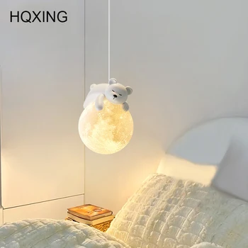 Современные минималистичные Светодиодные подвесные светильники Little Bear, прикроватные тумбочки для спальни, люстра для детской комнаты, украшение дома, подвесной светильник