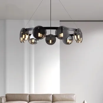 Современный подвесной светильник из черного стекла в Скандинавском стиле для гостиной, обеденного стола, подвесной светильника, люстры для Кухонного островка, люстры для внутреннего декора