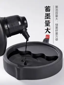 Специальная крышка для каллиграфии Inkstone Натуральная кисть Anhui Sheyan Original Stone Hot Pot Inkstone Для растирания чернил Без высыхания I