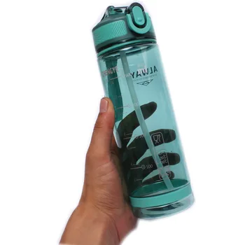 Спортивная бутылка для воды объемом 800 мл с соломинкой для кемпинга, пеших прогулок, Пластиковая прозрачная бутылка без BPA для мужчин, посуда для напитков для фитнеса
