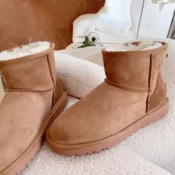 Теплые зимние ботинки из натуральной овечьей кожи, женские повседневные модные классические ботинки на плоской подошве Hdz01