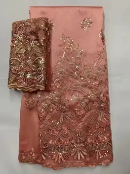 Ткань Peach Gold African George, высококачественный индийский шелк-сырец, упаковка George, самый популярный комплект, свадебная рубашка, 7 ярдов/штука