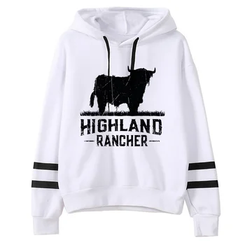 Толстовки Highland Cow, женская флисовая зимняя забавная одежда с аниме, женская готическая одежда