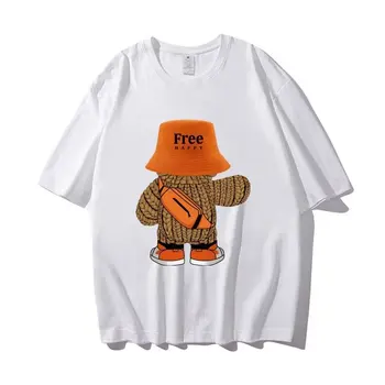 Уличная одежда из чистого хлопка с принтом, круглый вырез, повседневная футболка в стиле Аниме, Удобная винтажная летняя футболка Harajuku на заказ